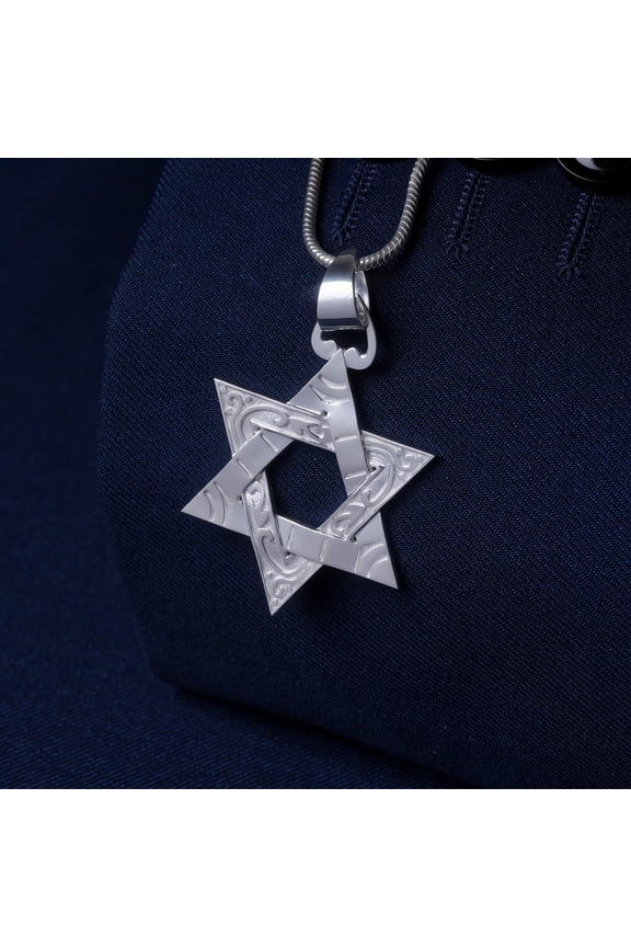 LavaJewelry David Star Necklace, Star Pendant Necklace, 925 Silver Necklace, Necklace for Men