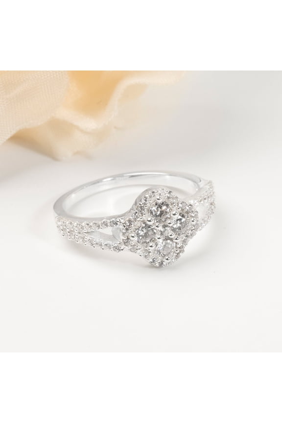 LavaJewelry, Flower Ring Moissanite, 925 Sterling Silver Ring, Ring for Woman, Size 10