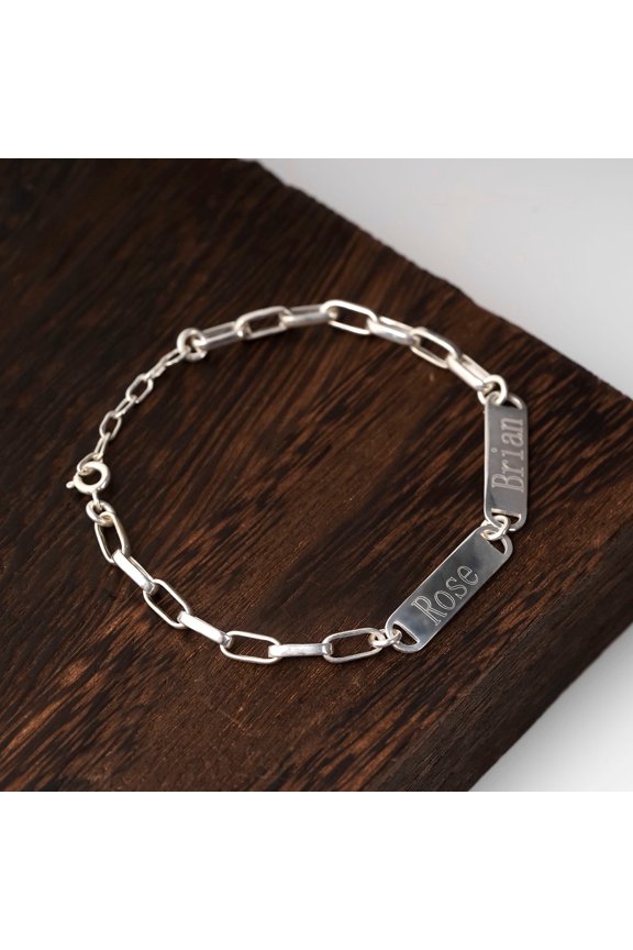 LavaJewelry, Personalized Couple Bracelet, 925 Sterling Silver, Silver Bracelet for Couple XXS