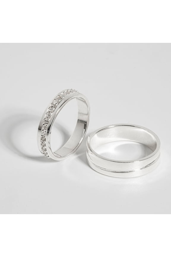 LavaJewelry, Simple Gemstone Duo Ring, 925 Sterling Silver Ring, Couple Ring, Flower Ring for Couple, Wedding Ring, Men ring 10