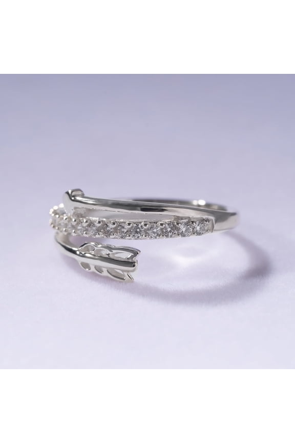 Wrap-Around Arrow Ring, Sterling Silver Cubic Zirconia, Ring for Women, Size 4, Chariot Jewelry