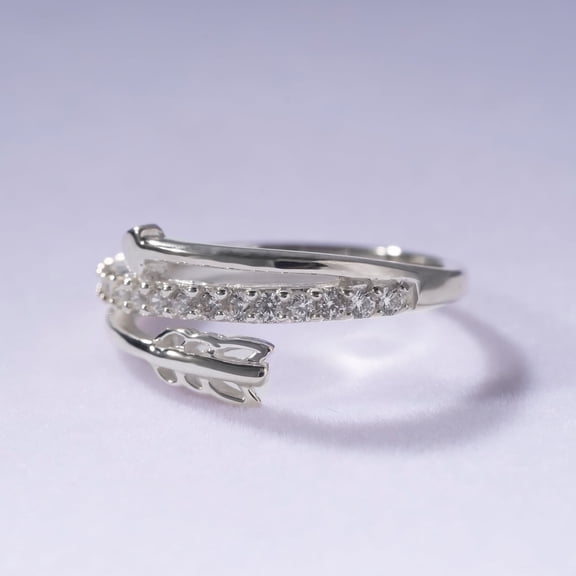 Wrap-Around Arrow Ring, Sterling Silver Cubic Zirconia, Ring for Women, Size 7, Chariot Jewelry