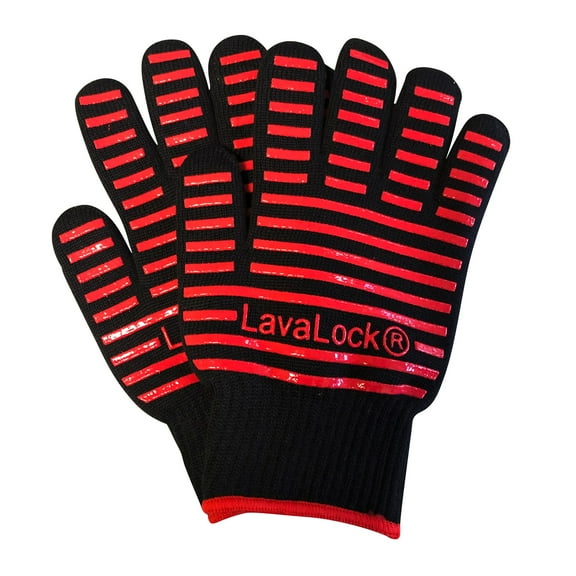 LavaLock BBQ Grilling Cooking Heat Resistant Grill Gloves for Kettle Kamado or UDS