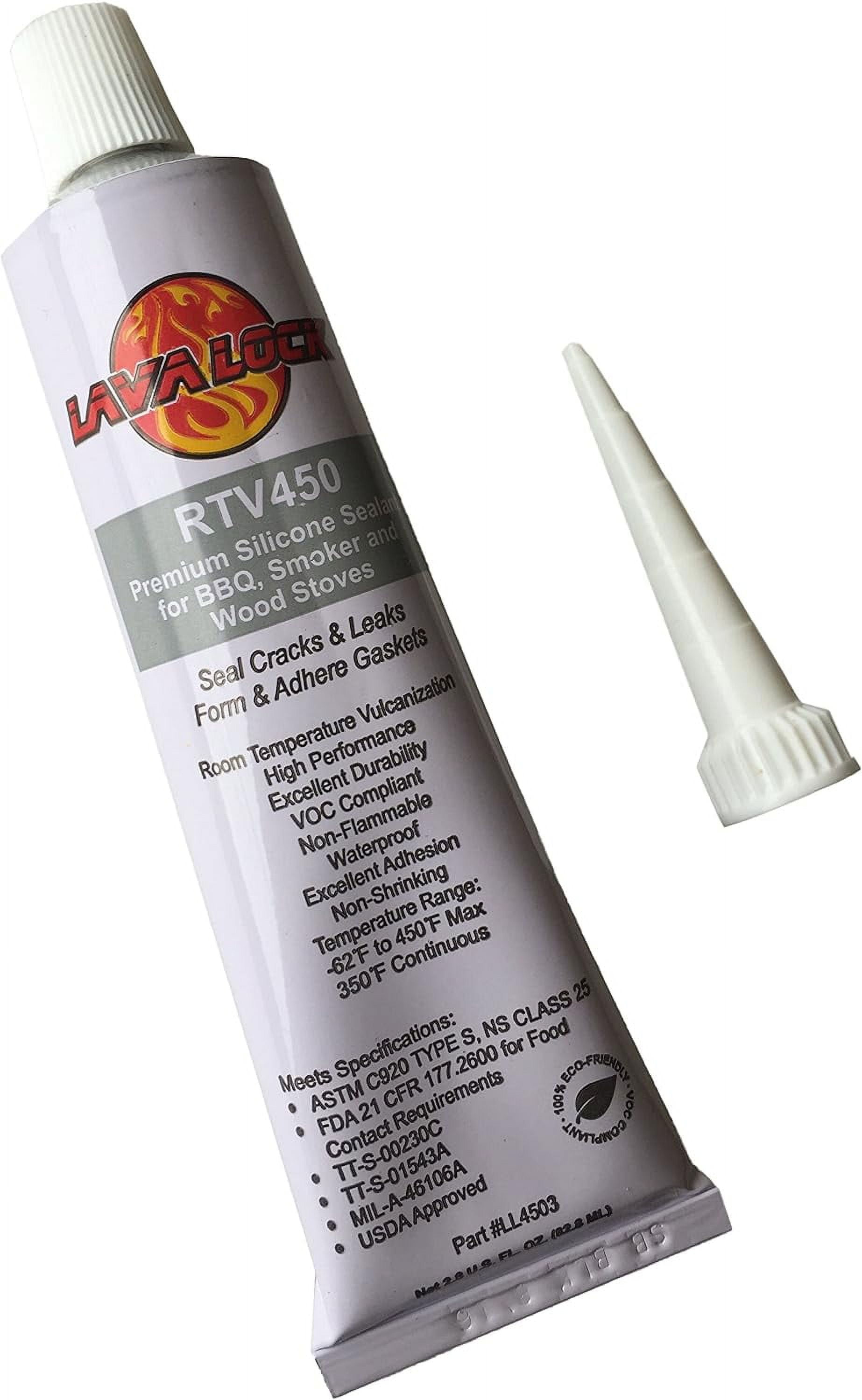 LavaLock Food Safe BBQ Grade Adhesive Grill Smoker High Temp RTV Silicon - Clear 3 Ounce