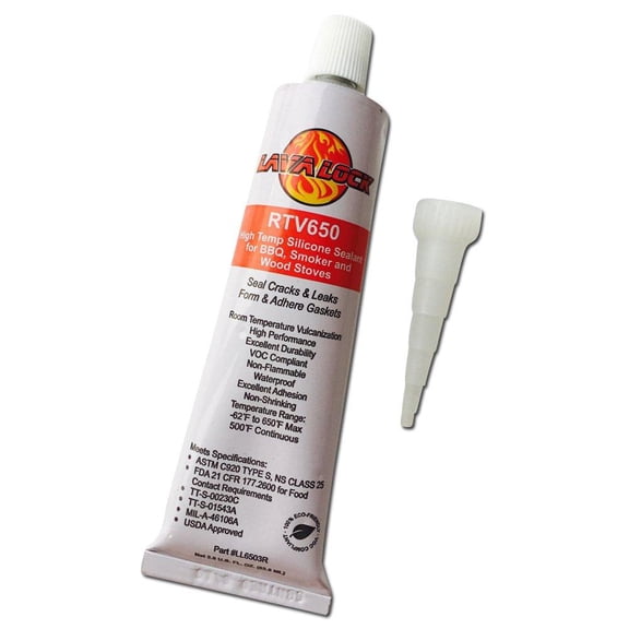 LavaLock RTV650, Silicon, Red BBQ Grill Smoker Sealer Industrial Sealant, 3 oz 2.8 fl Ounce
