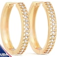 thumbnail image 1 of LavaPop Gold Hoop Zircon Earrings, 14K Gold Plated Hypoallergenic Pair for Female, 1 of 7