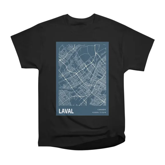 Laval Blueprint City Map T-Shirt Tee Gift For Him Merch For Her Apparel For Friend