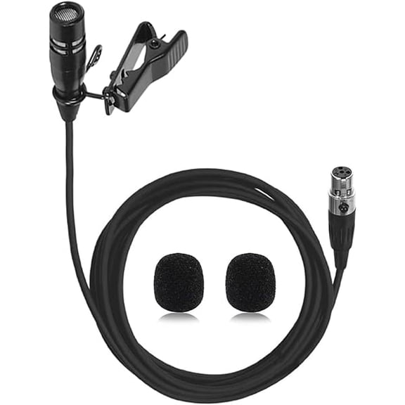 Lavalier Lapel Microphone Unidirectional Condenser Super Cardioid Mic Compatible with Shure Wireless Bodypack Transmitter System with Mini XLR 4 Pin TA4F Plug