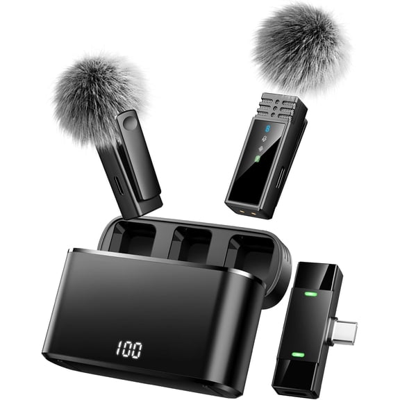 Lavalier Microphone for 15/16/17/Android, Lapel Mic with -in-One 24H Case, Noise Reduction, USB C Plug & Play Clip Mic for Video, Interview, YouTube, , Podcast, Vlog