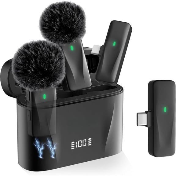 Lavalier Microphone for 17,16,15 Pro Max, USB C Smartphone, Android - 2 count Noise Canceling Clip Lapel Mic for Recording Vlogging,Interview,Gifts for Content Creator