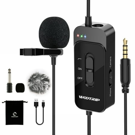 Lavalier Microphone for Android, iPhone, Camera, PC, DSLR,26ft Lavalier Lapel Microphone with USB Charging, Omnidirectional Lapel Mic with Noise Reduction