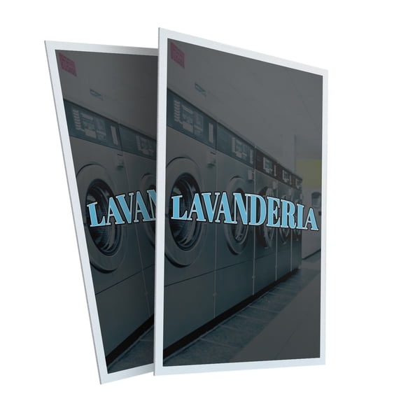 Lavanderia (2-Pack) 24 Inch x 36 Inch Plastic Signs | Sign Insert 4mm Corrugated Plastic Signs Storefront Window Poster | Spanish Laundry Sign, Reliable Services, Local Promotions |