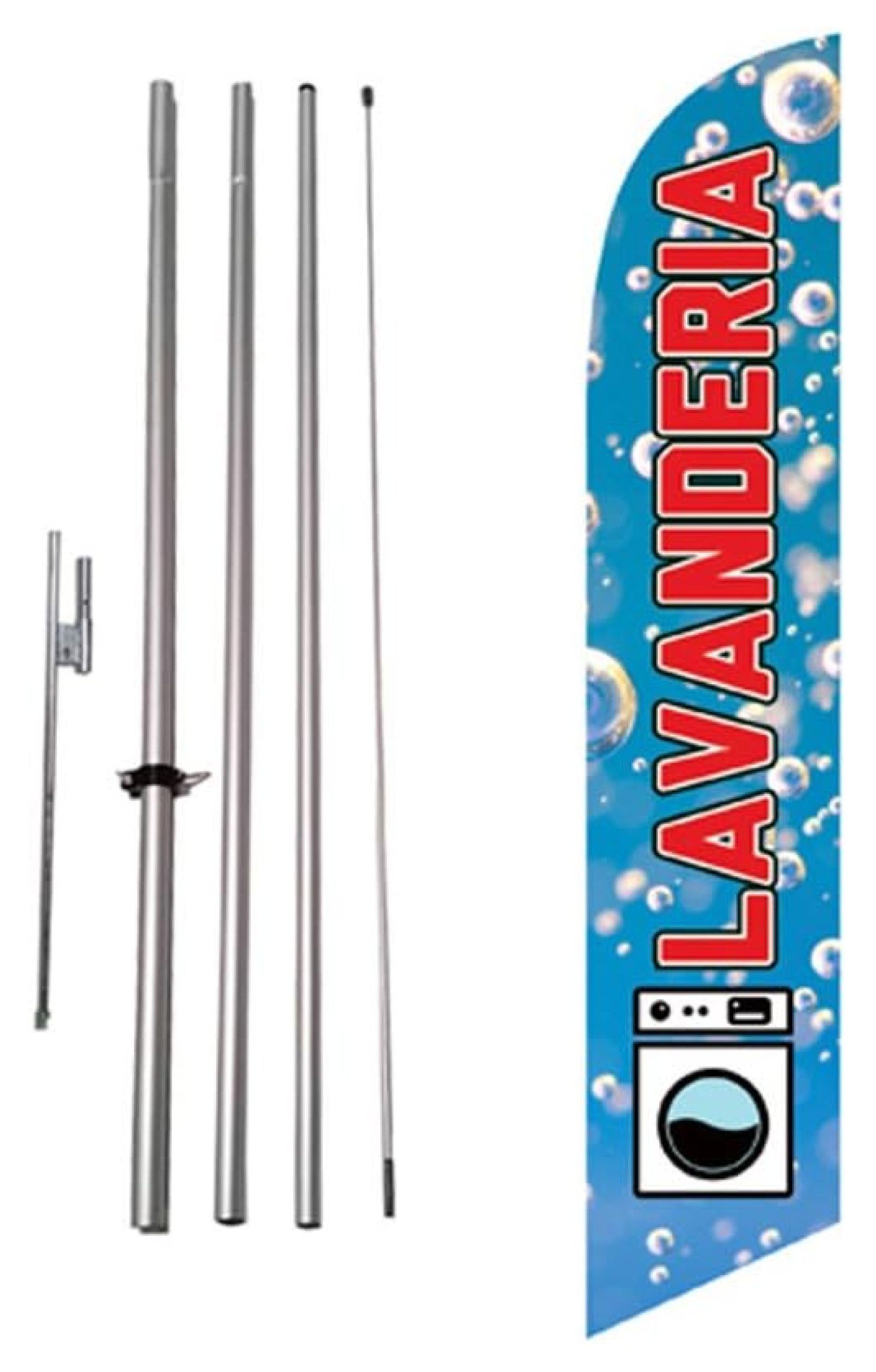 Lavanderia Laundromat Spanish Advertising Banner Swooper Flag Sign with