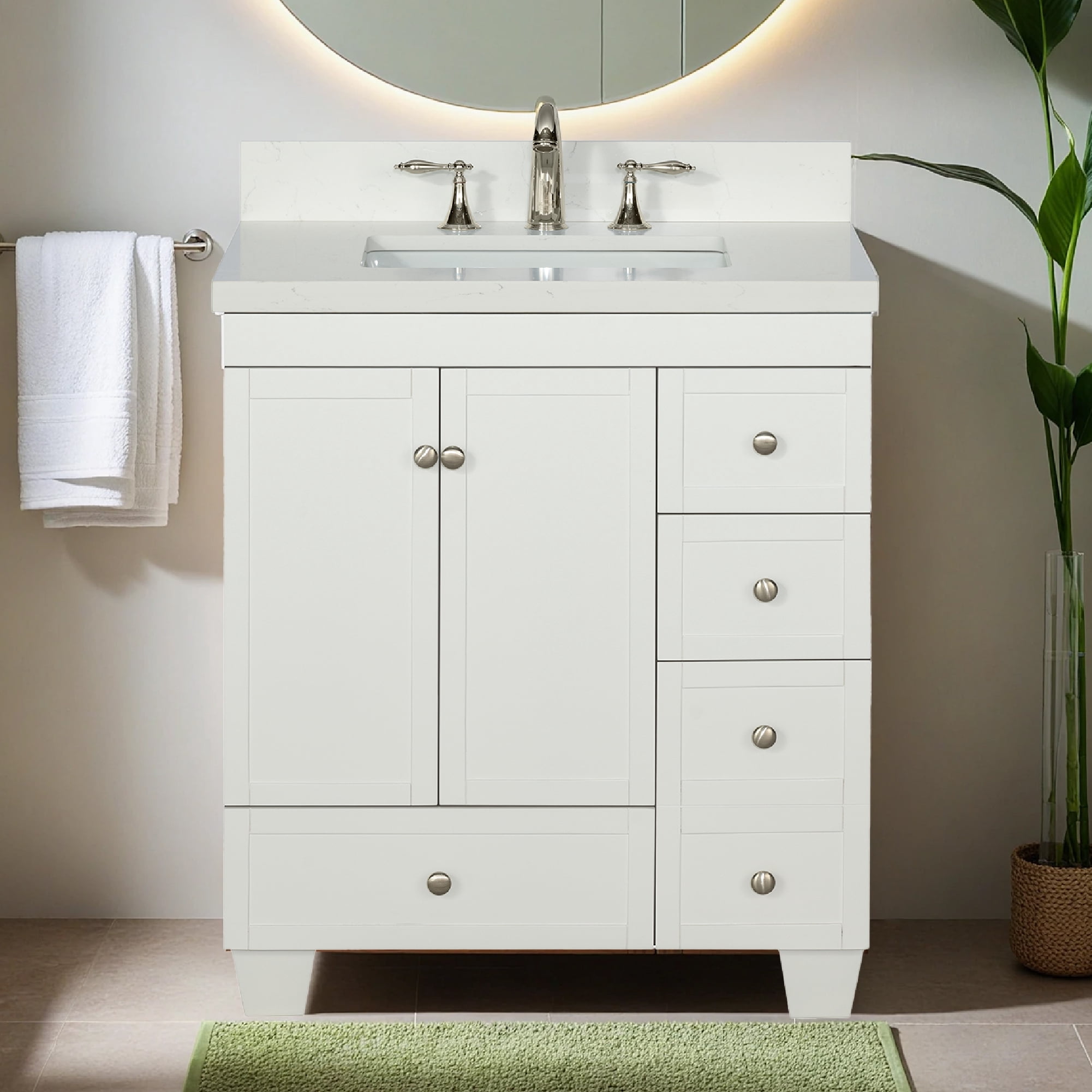 Lavanti Depos Solidwood 30-inch Bathroom Vanity with Sink - Stylish White