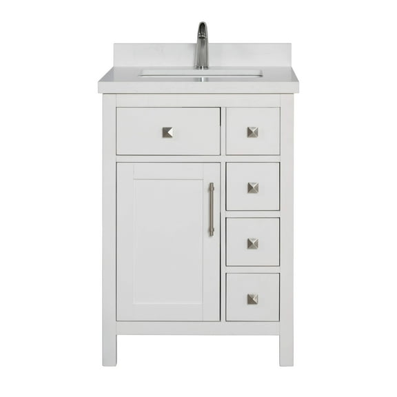 Lavanti Oakford 24-Inch Stylish White Bathroom Vanity with Sink