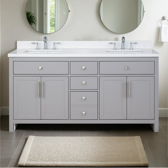 Lavanti Oakford Solidwood 66-inch Bathroom Vanity with Sink - Stylish Gray
