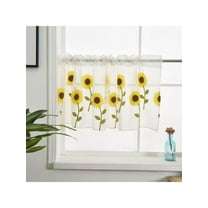 Lavaport Cafe Kitchen Flower Printed Short Sheer Window Curtain Panel Valance Decor