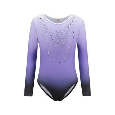 Lavaport Gymnastics Leotards Long Sleeve Sparkle Dancing Activewear for Little Girls