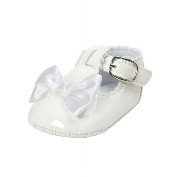 Lavaport Newborn Baby Girls Bowknot Shoes PU Leather Buckle First Walkers