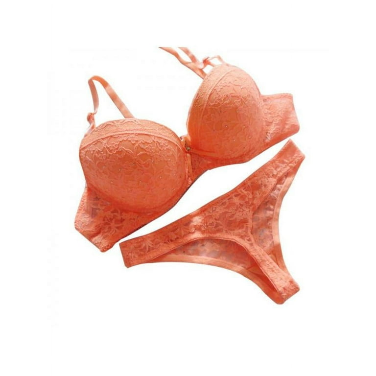 Lavaport Women Lace Push Up Bra Set Underwear Bra + Thong Set 34