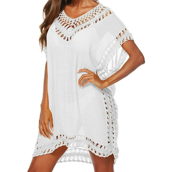 Lavaport Women Sexy Summer Lace Crochet Bikini Cover Up Swimwear Bathing Suit Beach Dress