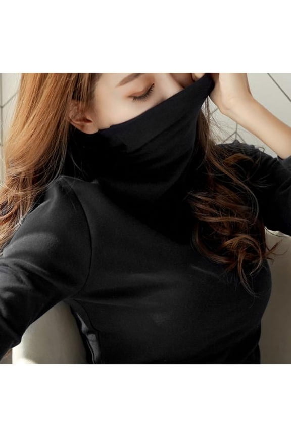 Women Slim Turtle Neck Pullover High Tops Casual Sweater Autumn