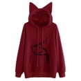 thumbnail image 1 of Lavaport Women's Casual Loose Blouse Cat Ear Hoodie Sweatshirt Tops, 1 of 2