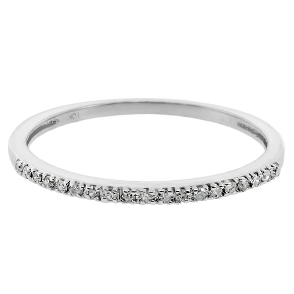 Lavari Jewelers 0.06 Cttw White Diamond 14K White Gold Wedding Band Ring for Women - Size 8