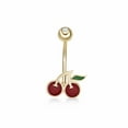 thumbnail image 1 of Lavari Jewelers 16 Gauge Red Enamel Cherry Belly Ring in 10k Yellow Gold, 1 of 6