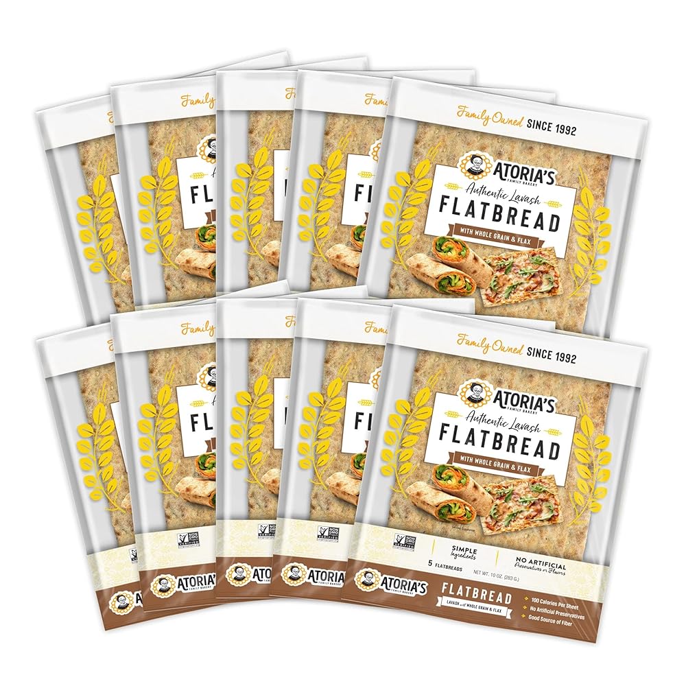 Lavash With Whole Grain & Flax Flatbread 10Packs Of 5 Flatbread (50
