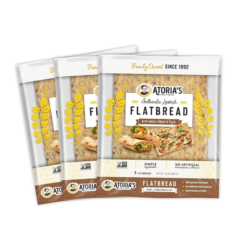 Lavash With Whole Grain & Flax Flatbread 3Packs Of 5 Flatbread (15