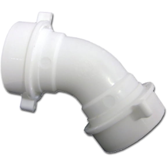 Lavatory/Kitchen Drain Elbow, White PVC, 1.5 or 1.25-In. Slip Joint