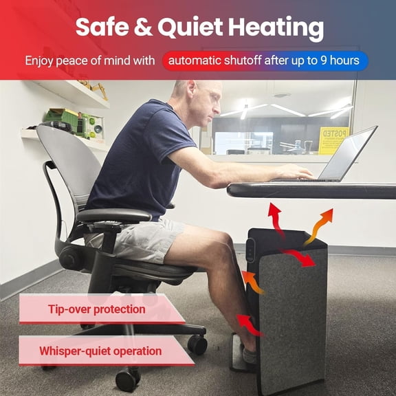 Lavawall Electric Warming Wall: Portable Space  for Office & Home, Timer & Thermostat, Safe & Quiet for Legs, Ankles, Feet - Foldable - Under Desk Space  Alternative – Desert (Gradient)