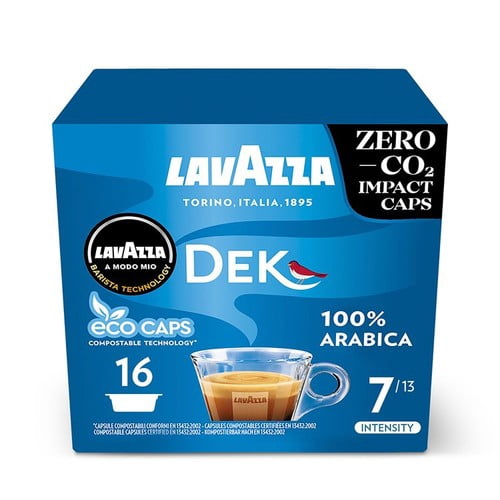 Lavazza A Modo Mio Compostable Dek Cremoso Coffee Capsules, 16 pods per pack, British Import (Pack of 3)