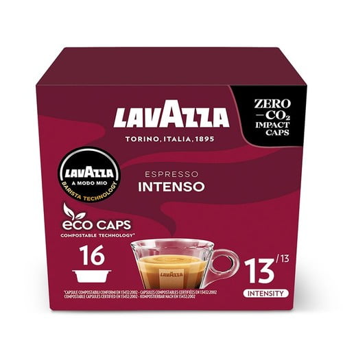 Lavazza A Modo Mio Compostable Intenso Coffee Capsules, 16 pods per pack, British Import (Pack of 3)