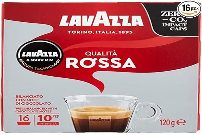 Lavazza A Modo Mio Espresso Qualita Rossa Coffee Machine 16 Capsules Pods