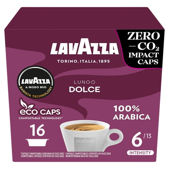 Lavazza A Modo Mio Lungo Dolce Compo 16 Capsules 128g Imported from Britain