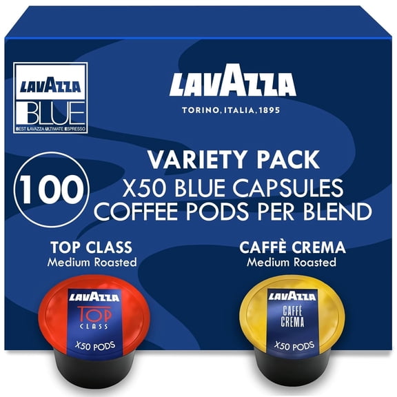 Lavazza Blue Capsules Bundle, Top Class & Caffe Crema, Medium/Dark Roast, 50 Each, 100-Count
