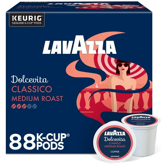(4 pack) Lavazza Dolcevita Classico Keurig K-Cup® Pods, Medium Roast, Arabica and Robusta Blend (22 Pods)