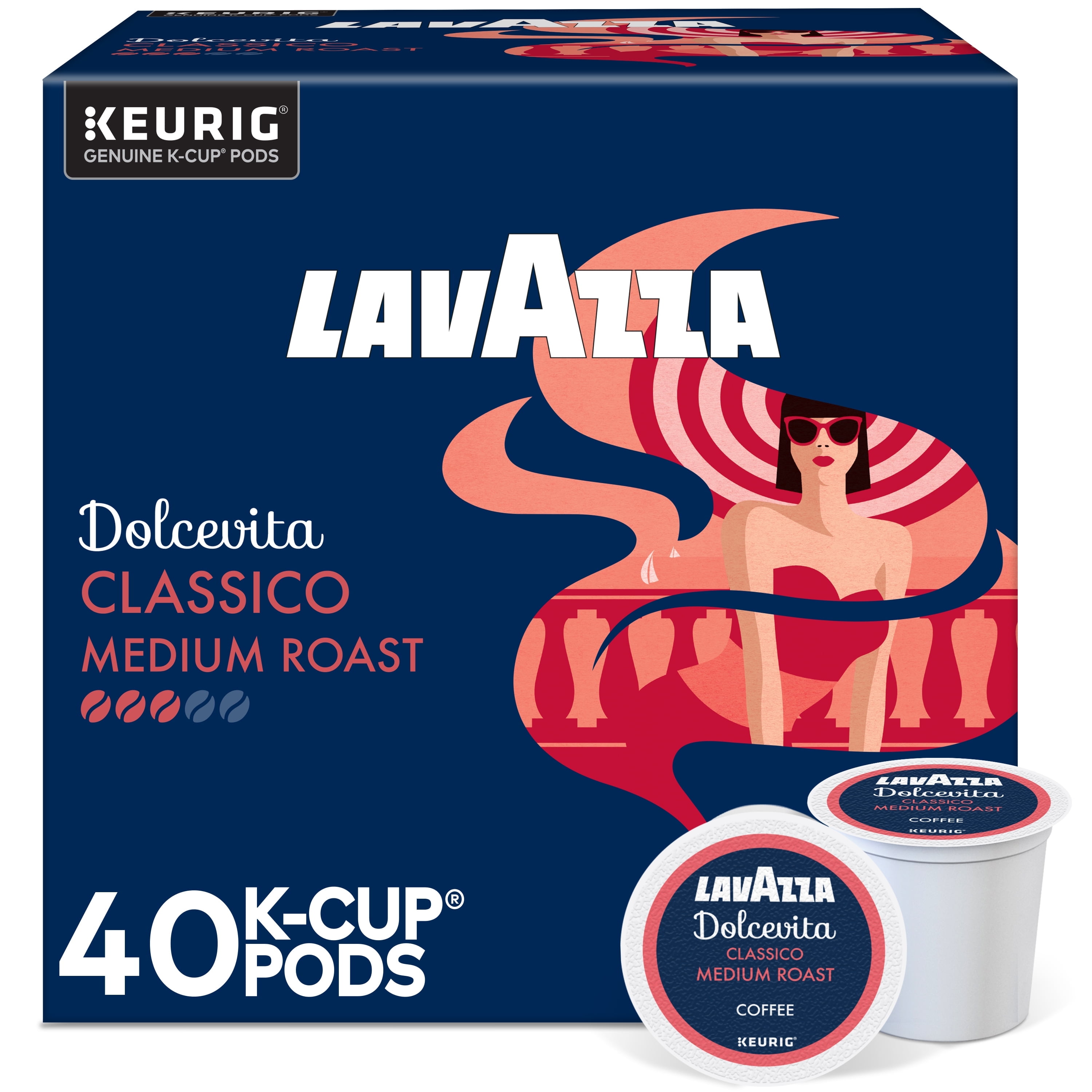 Lavazza Dolcevita Classico Keurig K-Cup® Pods, Medium Roast, Arabica and Robusta Blend (40 Pods), Packaging May Vary