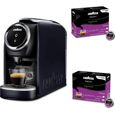 Lavazza Classy Mini Espresso Coffee Machine – 72 Count Intenso Capsules – Compact Single-Serve Brewer Compatible BLUE & Expert Pods