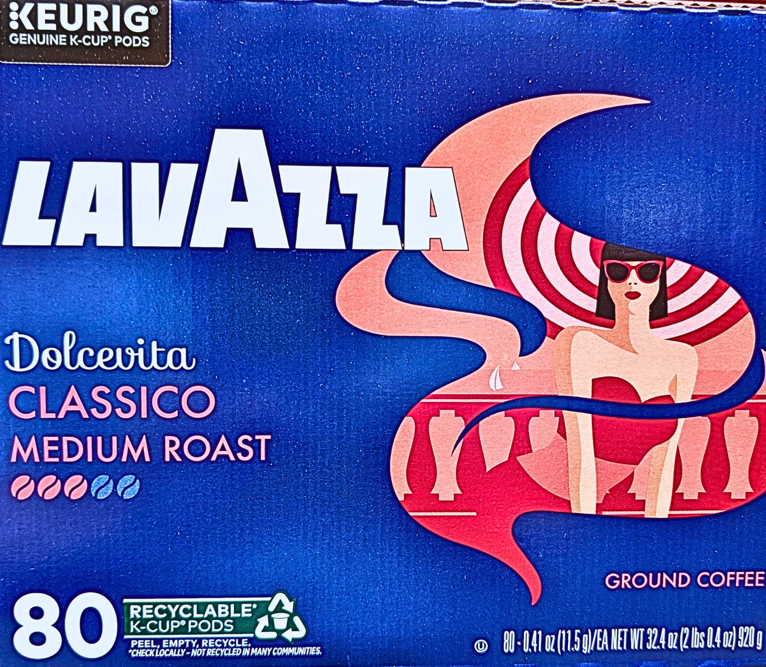Lavazza Coffee Classico Medium Roast K-Cup Coffee Pods, 80 Count