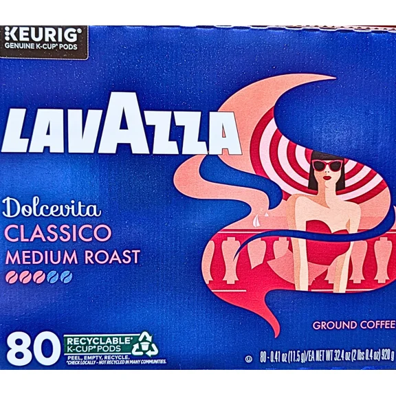 Lavazza Coffee Classico Medium Roast K-Cup Coffee Pods, 80 Count