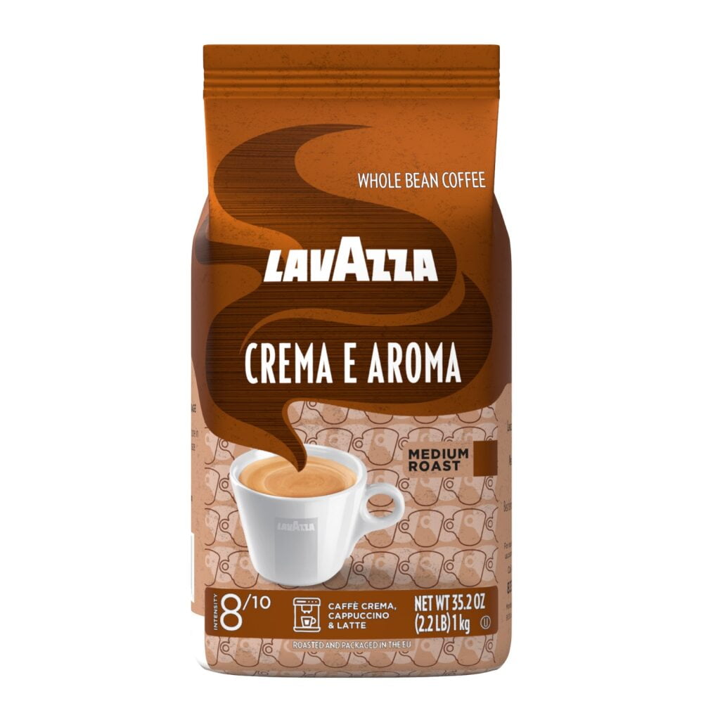 Lavazza Crema e Aroma Whole Bean Coffee, Medium Roast, Arabica and Robusta Blend, 2.2 lb Bag