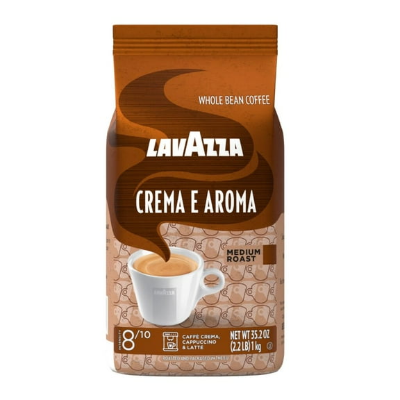 Lavazza Crema e Aroma Whole Bean Coffee, Medium Roast, Arabica and Robusta Blend, 2.2 lb Bag
