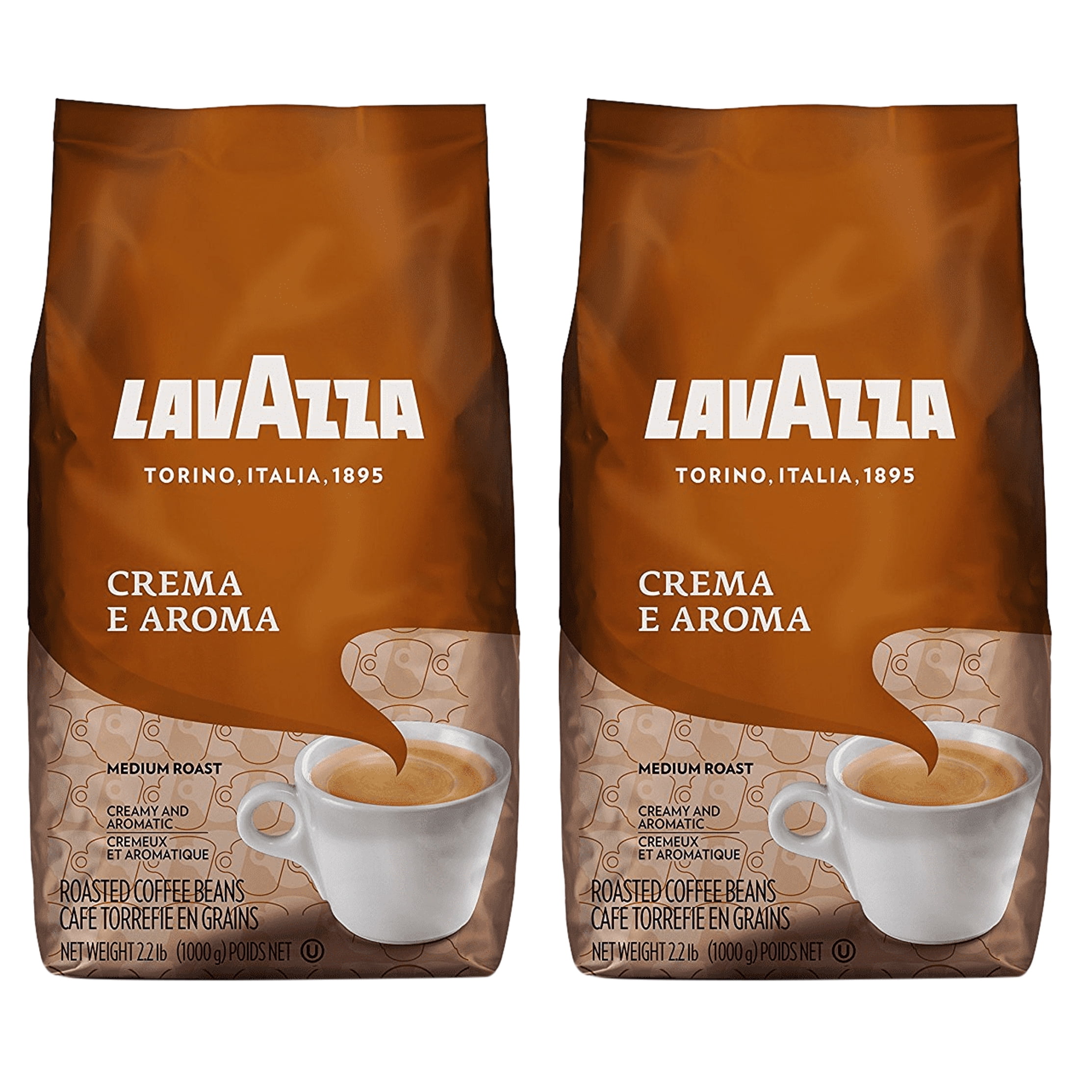 Lavazza Super Crema Whole Bean Coffee Blend, light-Medium Espresso Roast,  2.2 Pound (Pack of 1) ,Premium Quality, Aromatic, Mild and creamy