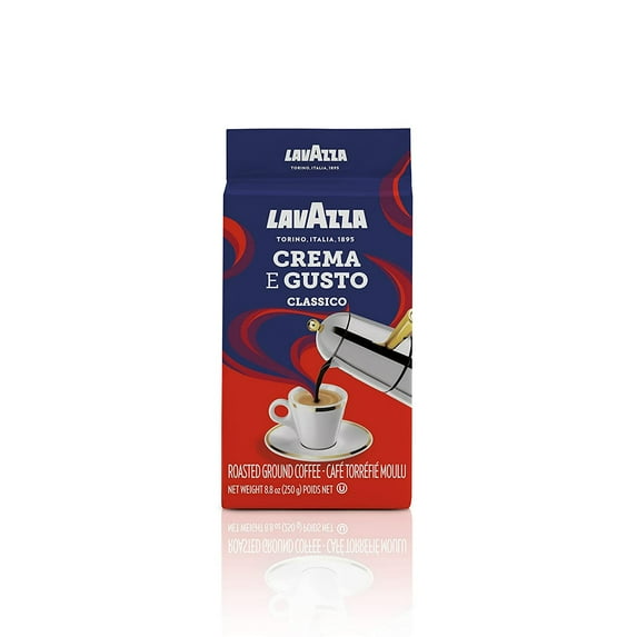Lavazza Crema e Gusto Ground Coffee Blend, Espresso Dark Roast, 8.8-Ounce Bags (Pack of 4).