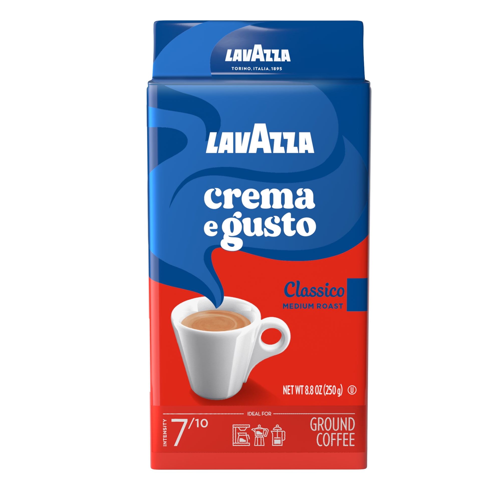 Lavazza Crema e Gusto Ground Coffee, Medium Roast, Arabica and Robusta Blend, 8.8 oz Bag
