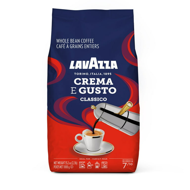 Lavazza - Mezcla de café en grano entero Crema e Aroma, tostado medio,  bolsa de 2.2 libras (paquete de 2)