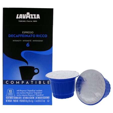 Lavazza Decaffeinato Ricco Espresso Nespresso Coffee Capsules, Dark Roast (10 Count)